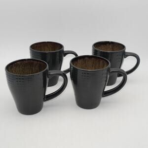 Set of 4 Mikasa Gourmet Basics  Linden Coffee Cups Mugs Mint Condition